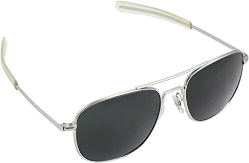 HUMVEE Pilot Sunglasses - Polarized Aviator Sunglasses Bayonette, 52mm, Matte Silver Frame, Gray Polarized Lens