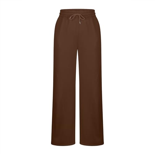 Womens Wide Leg Sweatpants High Waisted Drawstring Lounge Pants Solid Baggy Joggers Casual Trousers with Pockets4