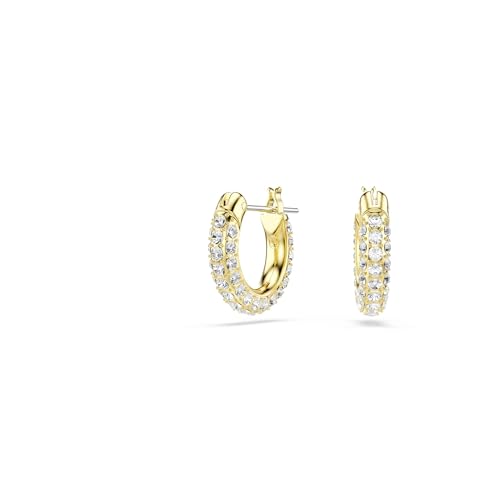 Swarovski Dextera hoop earrings, Pavé, Mini, White, Gold-tone finish