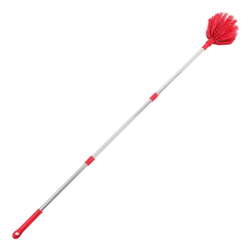 TOYANDONA Plumero Quitatelarañas con Mango Extensible de 14 M Cepillo de Cerdas Duras para Limpieza de Techos Altos y Paredes Color Rojo Reutilizable para Uso Interior y Exterior