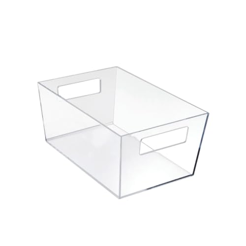 Image of Azar Displays 556237 Large Clear Plastic Organizer Storage Tote Bin with Handle, Pantry Storage, Kitchen and Fridge Organizer, Cabinet and Drawer Container 11.25 inch inchW x 7.5 inch inchD x 5 inch inchH inch, 4-Pack