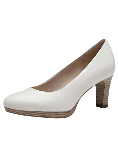 Tamaris Escarpins femme à talon bloc cuir blanc 38 EU