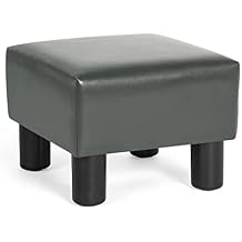 Adeco 13 Small Square Ottoman Footstool- Modern Soft Padded Footrest-Small Step Stool for Living Room, Office PU Leather
