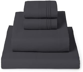 Mellanni Queen Sheets Set - 4 PC Iconic Collection Bedding - Hotel Luxury, Extra Soft, Cooling Bed Sheets - Wrinkle, Fade, Stain Resistant (Queen, Charcoal)