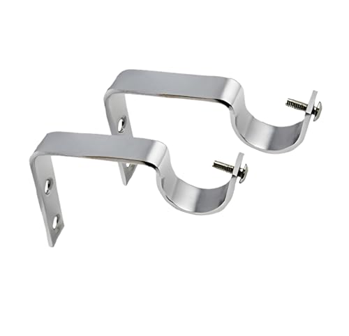 Image of Aluminium Single & Double Diamond Curtain Brackets Parda Holders with SS Support Fittings 1 Inch Rod Pocket Finials Designer Door and Window (Pack of 1 Pair, Blue)
