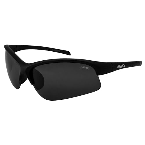 MAXX Domain Sport Golf Cycle Sunglasses Black with Polarized Smoke Lens