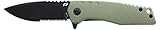 Schrade Delta Class Outback Folder 6.5in with 2.75in AUS-10 Steel Blade and Aluminum Handle for EDC,Green, Black