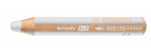 Crayon WOODY 3 en 1 STABILO Blanc titane : lot de 12 crayons de couleur aquarellables