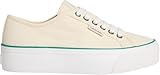 Calvin Klein Sneaker con Suela Vulcanizada Mujer Logo Tag con Plataforma, Amarillo (Sweet Corn/Wild Green), 38