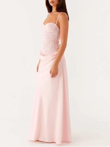 Women Sexy Hollow Out Halter Slim Fit Satin Party Maxi Lace Knitted Party Gown Dress2