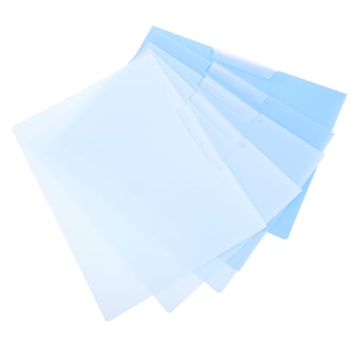 HOLIDYOYO 5個 対応転式サイドオープンファイルフォルダー 耐久素材 軽量多機能書類整理用クリアファイル 事務 学校 家用ブルー