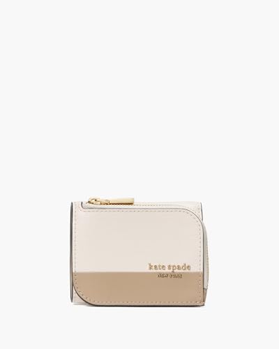 kate spade new york Devin Colorblocked Saffiano Leather Mini Trifold Wallet, Timeless Taupe Multi