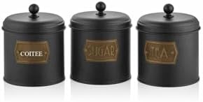 The Mia Ekmek Saklama Kabı & Çay Şeker Kahve Kavanozu Küçük 3 Lü - Siyah Gold - Görsel 5