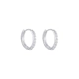 Vari stili di orecchini a cerchio in argento sterling S925, gioielli con fibbia for l'orecchio, orecchini in zircone di colore semplice for uomo e donna(Material:White-white diamond 7MM)