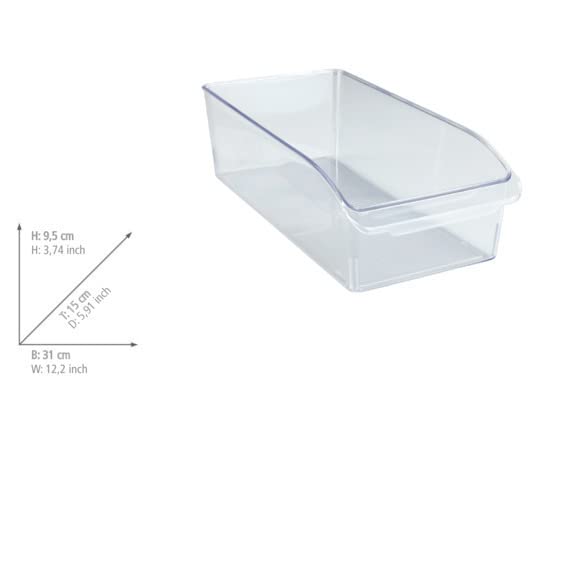 WENKO Kühlschrank-Organizer M, Aufbewahrungsbox für Kühl- und Vorratsschrank zum Sortieren von Lebensmitteln, lebensmittelecht, transparentes Design, 15 x 9,5 x 31 cm, aus robustem PET