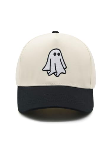 YQZUWUXE Halloween Ghost Trucker Hat, Goth Embroidered Baseball Caps for