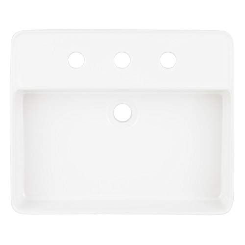 Signature Hardware 447958 Hibiscus 20" Fireclay Vessel Bathroom Sink With 3 Faucet Holes At 8" Centers #TOP2