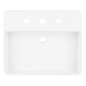 Signature Hardware 447958 Hibiscus 20 Fireclay Vessel Bathroom Sink with 3 Faucet Holes at 8 Centers White