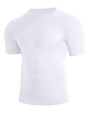 Nukuvara Men's Compression Shirt Short Sleeve Athletic Football Undershirts Quick Dry Base Layer T-Shirt Workout Gym Running White 3XL
