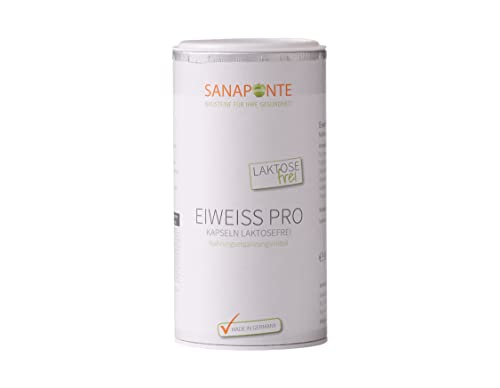 Sanaponte Eiweiß Pro Kapseln laktosefrei - Eiweißbausteine - BCCA´s - Aminosaeuren hochdosiert - Eiweiß Kapseln - laktosefrei - glutenfrei - Leucin - Valin - Isoleucin - Lysin - Phenylalanin - Threonin - Methionin - Tryptophan Cover