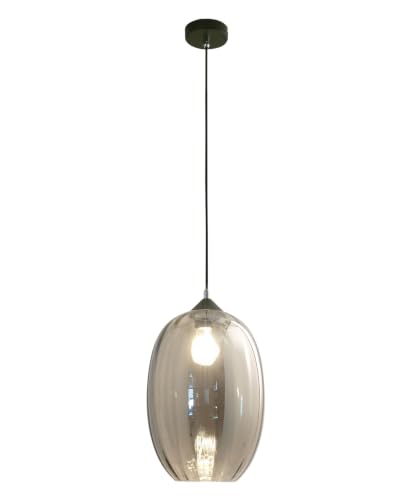 Fabas Luce Infinity Pendelleuchte E27 1X60W Metall und geblasenes Glas Grau transparent 3519-45-126