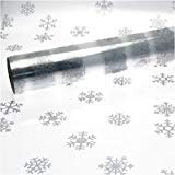 10m x 80cm Length Christmas Clear Cellophane Gift Wrap Silver Snowflake Design
