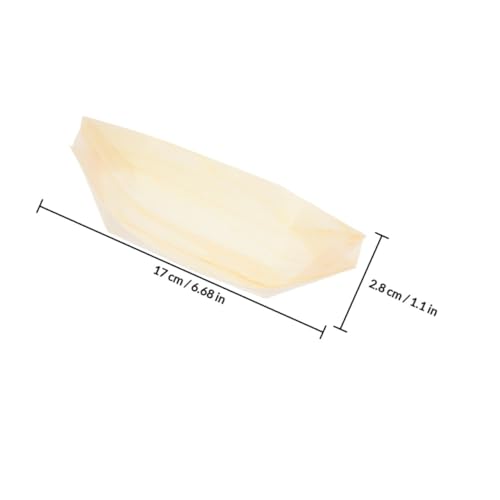 KALLORY 50 platos desechables de madera en forma de bote miniatura 2