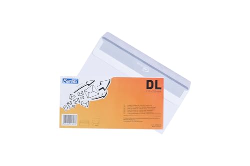 Bantex Selbstklebende Briefumschläge/Umschläge DL (22 x 11 cm),...