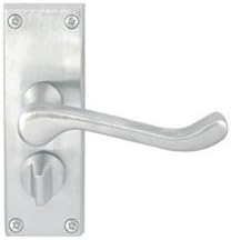 Victorian Scroll Door Handle Lever On Backplate -Privacy Set - Satin Chrome