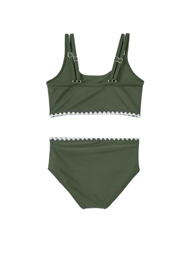 IFFEI Mommy and Me Swimsuits Color Block High Waisted Bikini Sets for Women and Girls Two Piece Bathing Suit Swimwear4