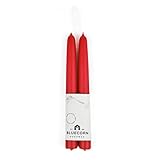 Bluecorn Beeswax 100% Pure Beeswax Taper Candles, Pair (2 Tapers)(Red, 8")