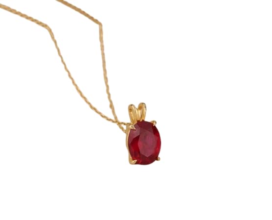 Pendentif rubis ovale et or jaune 925 fait main pour sublimer vos tenues de soirée