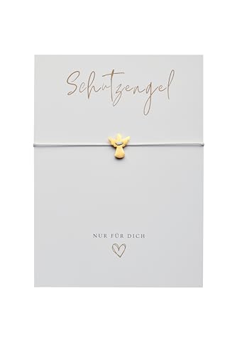 Schutzengel Armband mit Karte | schlicht & minimal Makramee mit Schutzengel Anhänger | Glücksbringer Prüfung Schule Abschied usw. | Kleine Geschenke Freundin Frauen (Schutzengel - Gold)