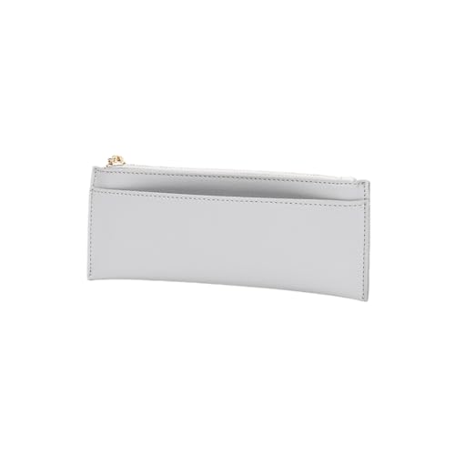Image of Pencil Pouch for Teens School Office Supplies Pencil Case Cosmetic Bag Zipper (Gray,Faux leather)