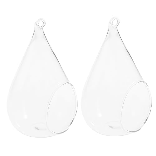 Alasum Jarrón Colgante De Cristal Transparente para Micropaisaje, 2 Unidades 9x12 Cm, Soporte Pequeño para Plantas Decorativas, Adecuado para Jardín Interior y Terraza