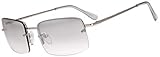 The Fresh Minimalist Small Rectangular Sunglasses Clear Eyewear Spring Hinge - Gift Box Package (307-Silver, Clear, 57)