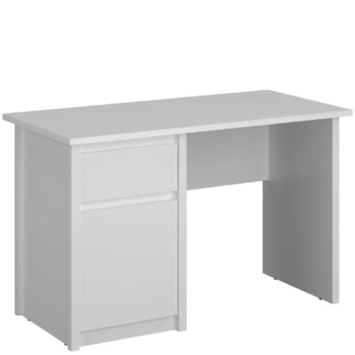 ok-living OKL Stabiler Schreibtisch Ernest für Büro Arbeitszimmer und Kinderzimmer 120cm modern Tisch Ablage Arbeitstisch Weiß Cover