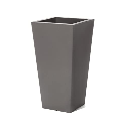 Step2 Tremont Pflanzkübel Groß Dunkel Zeder | Blumentopf/Blumenkübel/Pflanzgefäß in Braun Eckig aus Kunststoff | Eckiger Kübel für Garten/Balkon/Terrasse