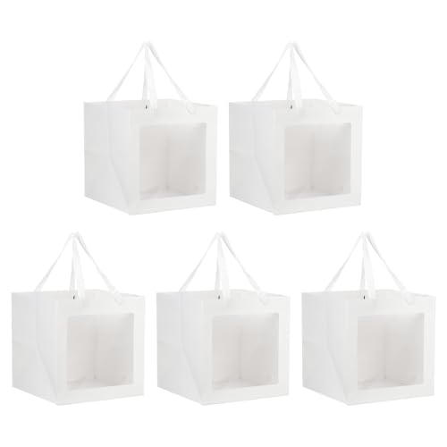 Pochette cadeau carrée blanche en kraft pour bouteille de vin et invités de fête