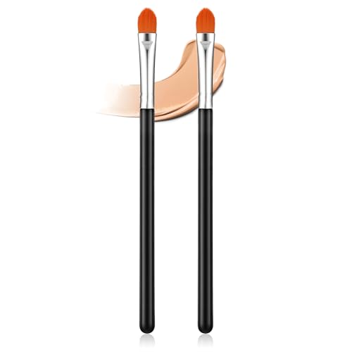 2 Pcs Extra Flat Round Brush Flat Eye Shadow Primer Applicator Brush for Blending Concealer Eyebrow Concealer Brushes Flats Makeup Brushes Eye Primer Base Makeup Tool Concealing Small Imperfection