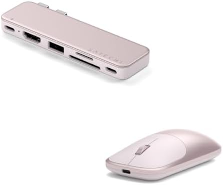 Satechi 6-in-2 USB-C Snap Hub, Slim EX Wireless Mouse for MacBook Neo - Blush