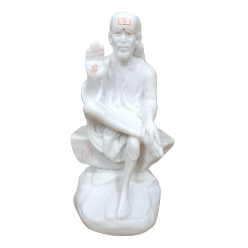 Sai Amrut Gifts Italian Marble Dust Ashirwad Hand Sai Baba Idol/Murti for and Office DECOR/Used in Pooja/Mandir (9 INCH)