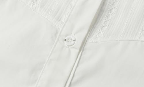 Image of LittleSpring Girls White Button Down Uniform Shirts Long Sleeve Ruffle Blouse
