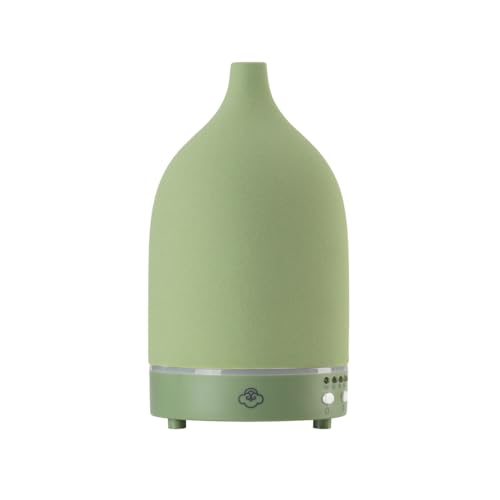 Serene House Vapor, Ultrasonic Essential Oil Cool Mist Diffuser – 7-Color Calming LED Light, Timer Control, Automatic Shut-Off – Green Ceramic, 90ml