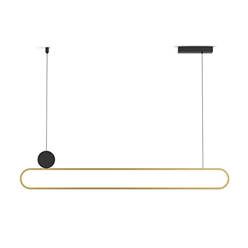 Lustre LED moderne en barre dorée pour salon et salle à manger