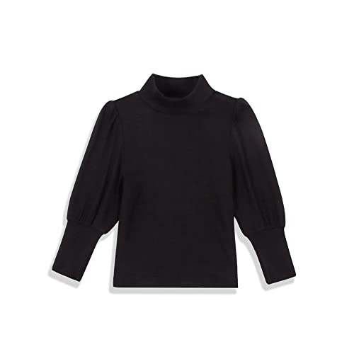 IZYJOY Toddler Baby Girls Basic Solid Color Turtlneck T-Shirt Soft Cotton Tops Cute Puff Long Sleeve Little Baby Clothes (Black, 2-3T)