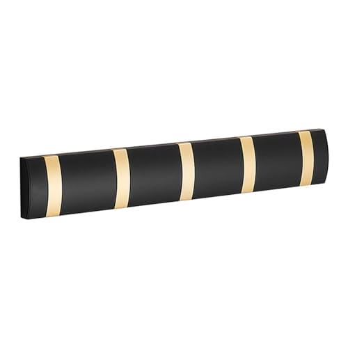 TENGJU Perchero de pared montado en la pared con 5 ganchos, gancho plegable moderno negro para baño, material de aluminio espacial, ganchos de toalla que ahorran espacio para colgar sombreros