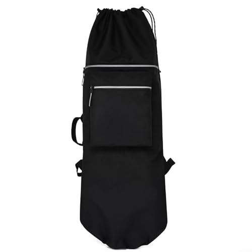 Wasserabweisender Skateboard-Rucksack mit mehreren Tragemethoden, geeignet für Longboards und Elektro-Skateboards, mit Kordelzug-Aufbewahrungsdesign (schwarz)