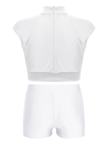 Kids Girls Two-piece Gymnastics Ballet Dance Outfits Crop Top Matching Shorts Tracksuit Set 6-16 Years2