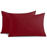 Yorkshire Bedding Pillow Cases 2 Pack - Brushed Microfiber Housewife Pillowcase Hypoallergenic Pillow Cover Standard Size with Envelope Closure (Red, 50 x 75 cm)
